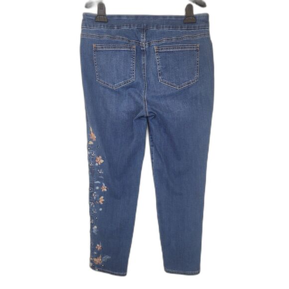 Chico's Embroidered Denim Pull-On Ankle Jeggings Jeans - Picture 2 of 4